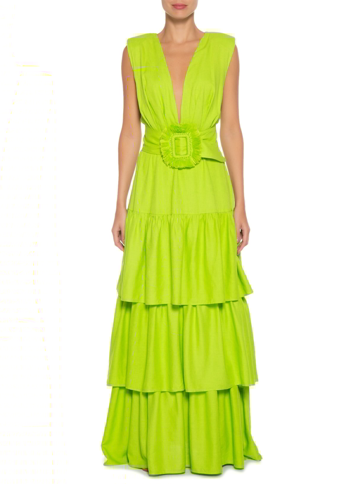 Vestido Linho Ester Verde Oasis