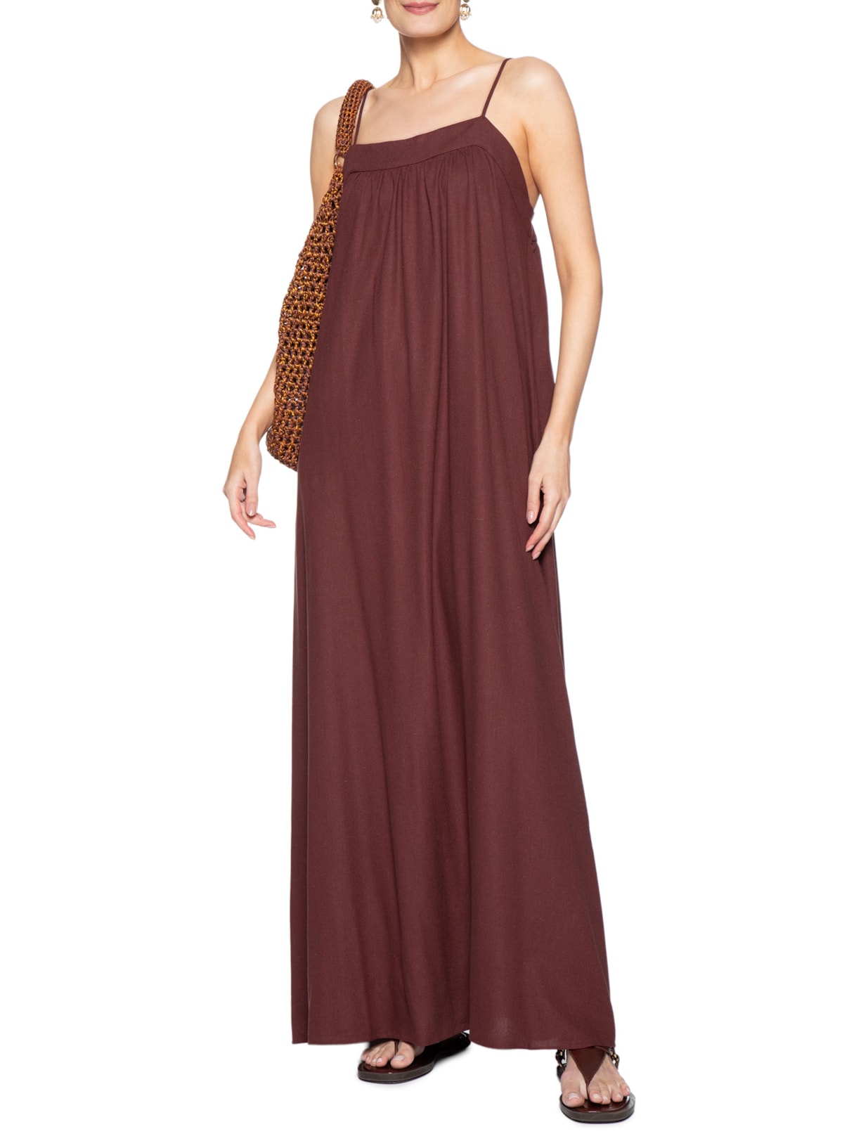 Vestido Linho Marrom Dress To
