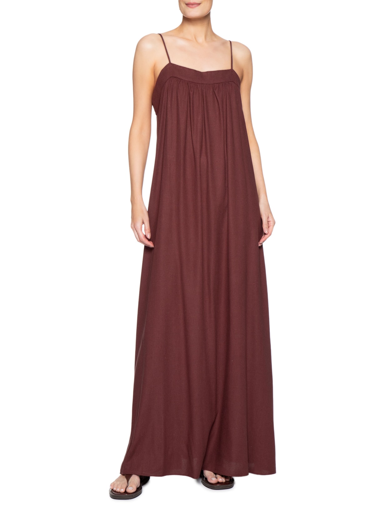 Vestido Linho Marrom Dress To