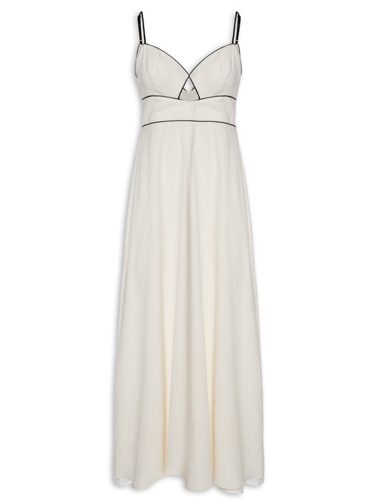 Vestido Linho Midi Com Viés - Off White