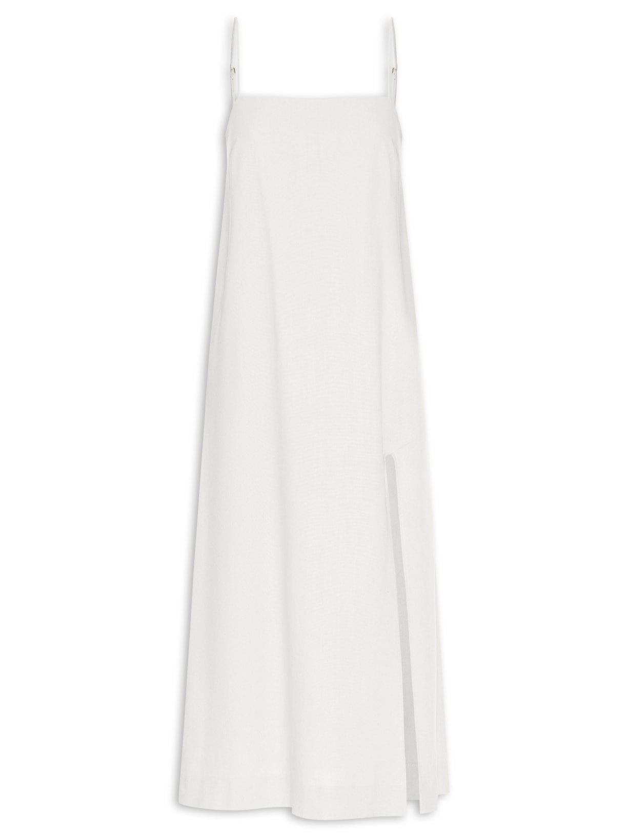 Vestido Linho Midi Fenda - Off White