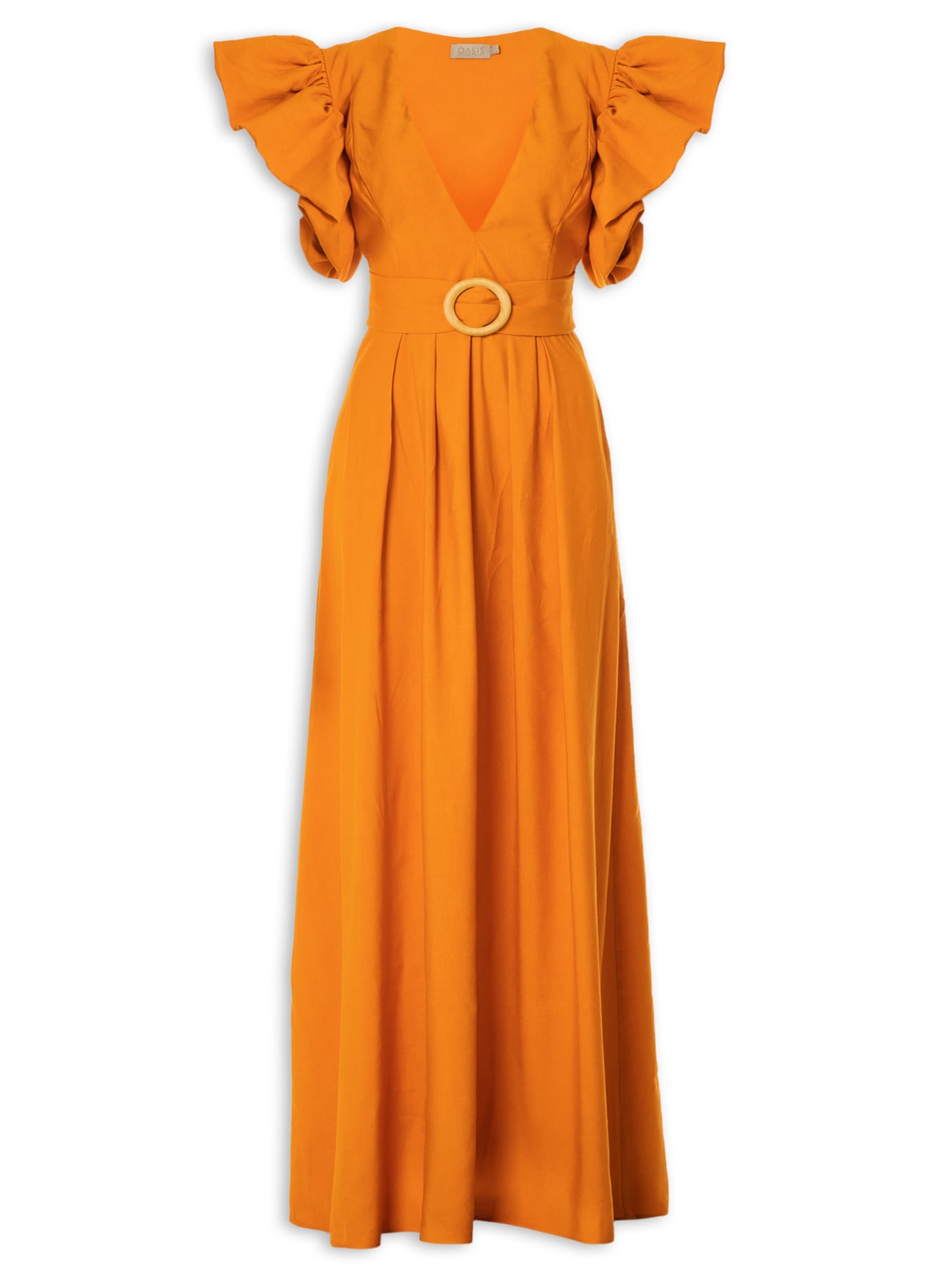 Vestido Linho Su Com Cinto - Laranja