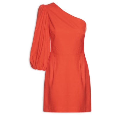 Vestido Linho Um Ombro Só - Vermelho