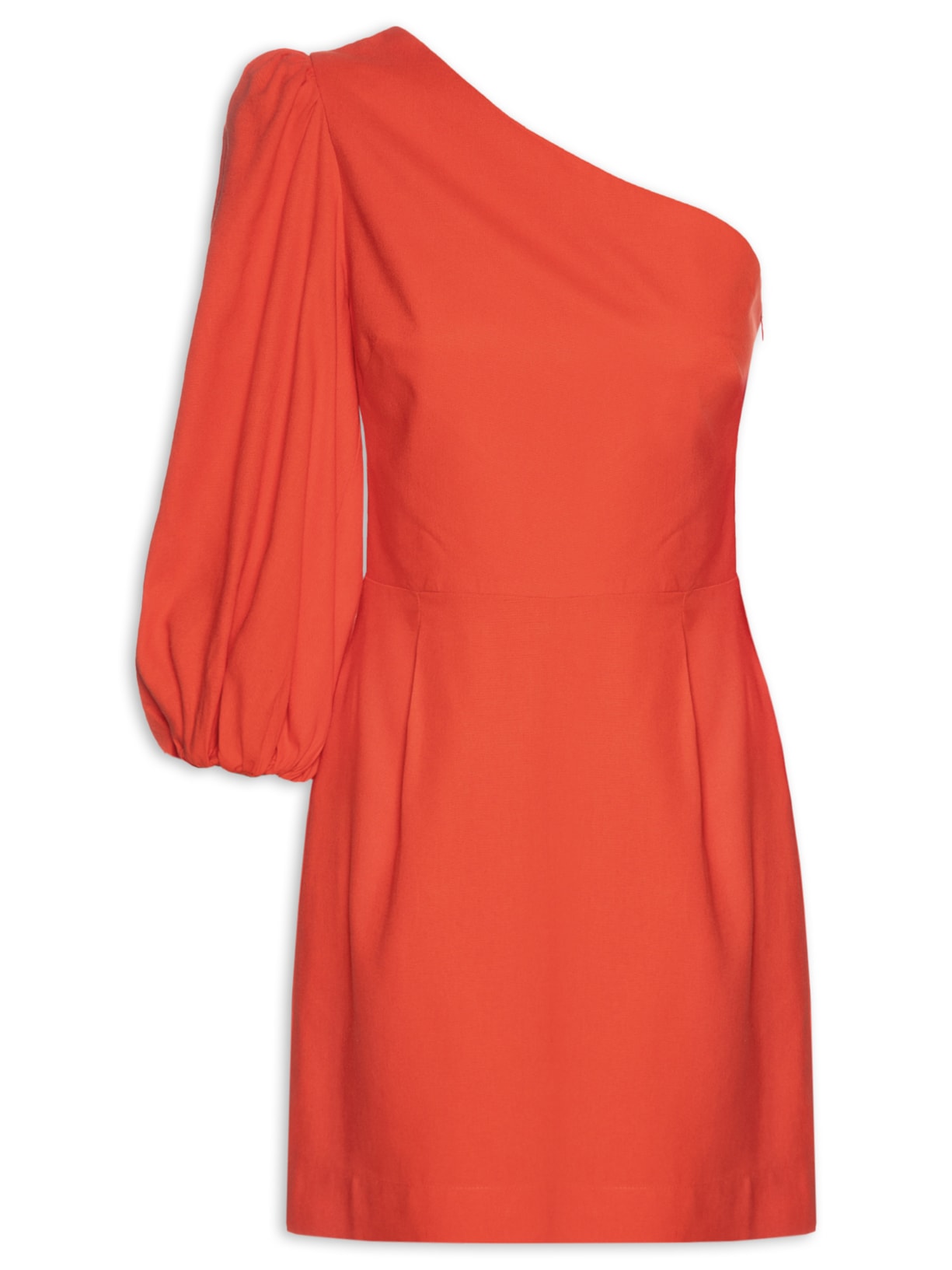 Vestido Linho Um Ombro Só - Vermelho