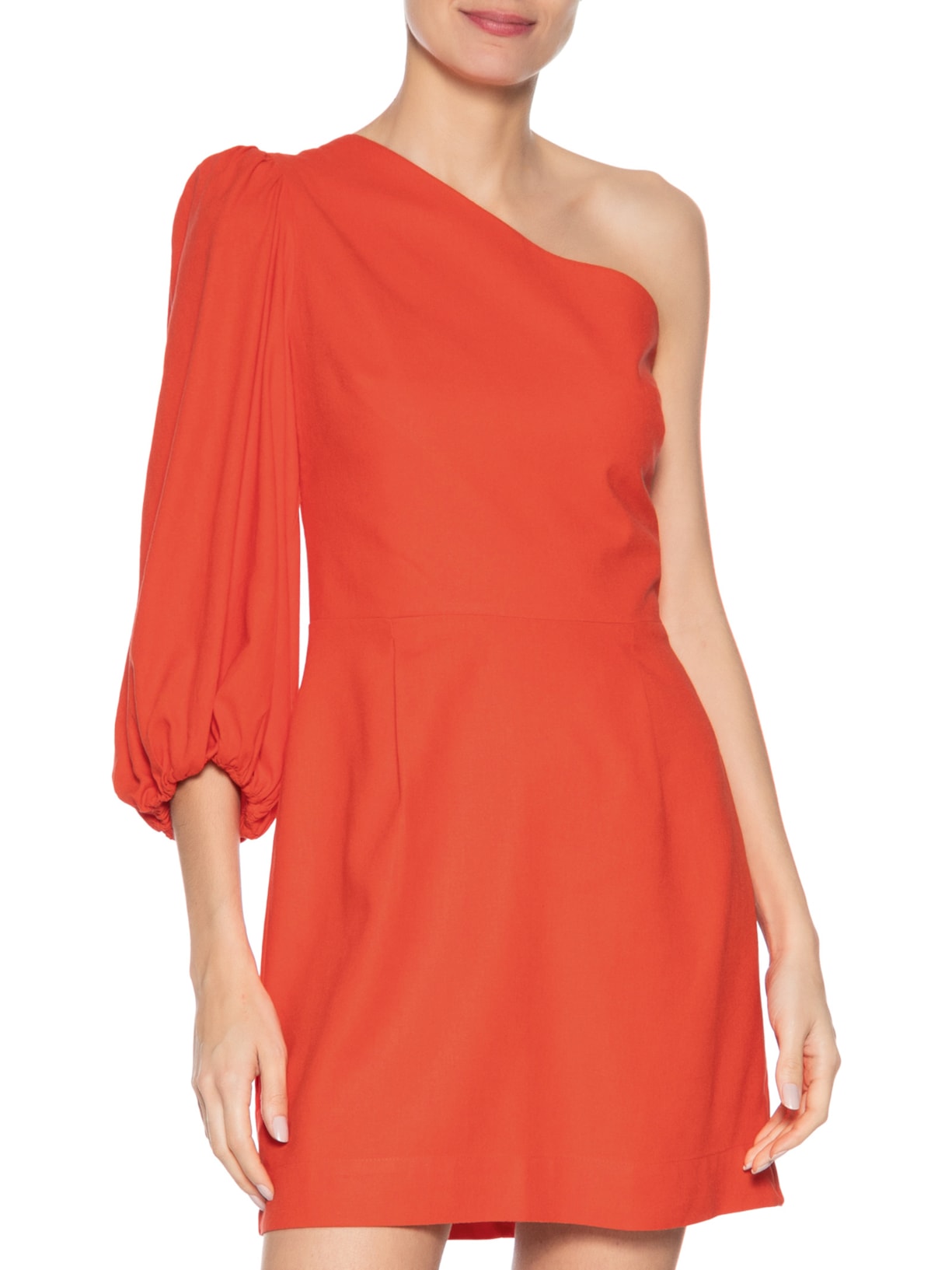 Vestido Linho Um Ombro Só Vermelho Dress To