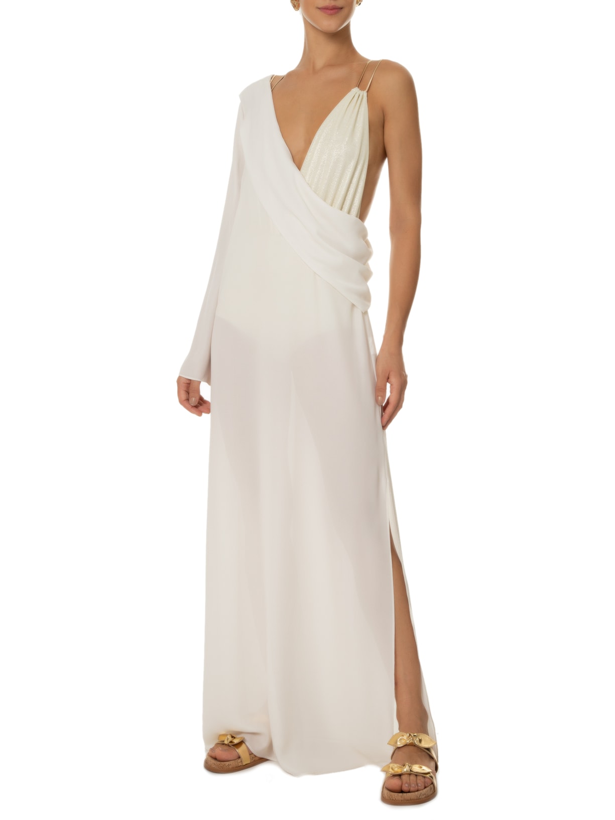 Vestido Liso Fernanda Off White Oasis