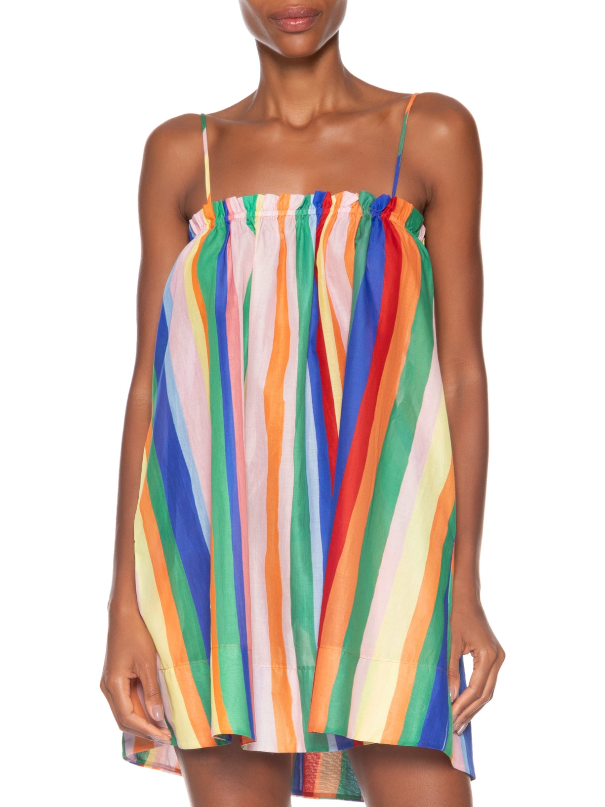 Vestido Listra Bananeira Bege Farm Praia