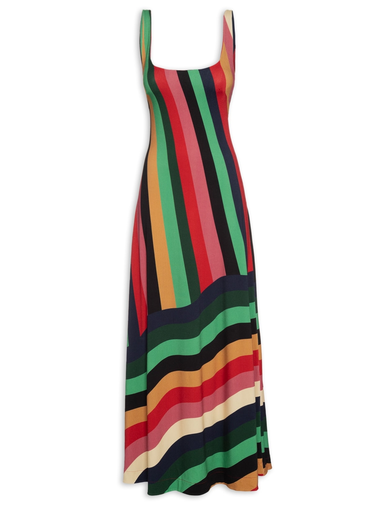 Vestido Listra Onda De Cor Rosa Farm