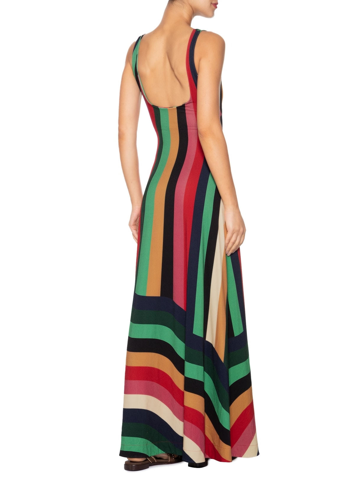 Vestido Listra Onda De Cor Rosa Farm