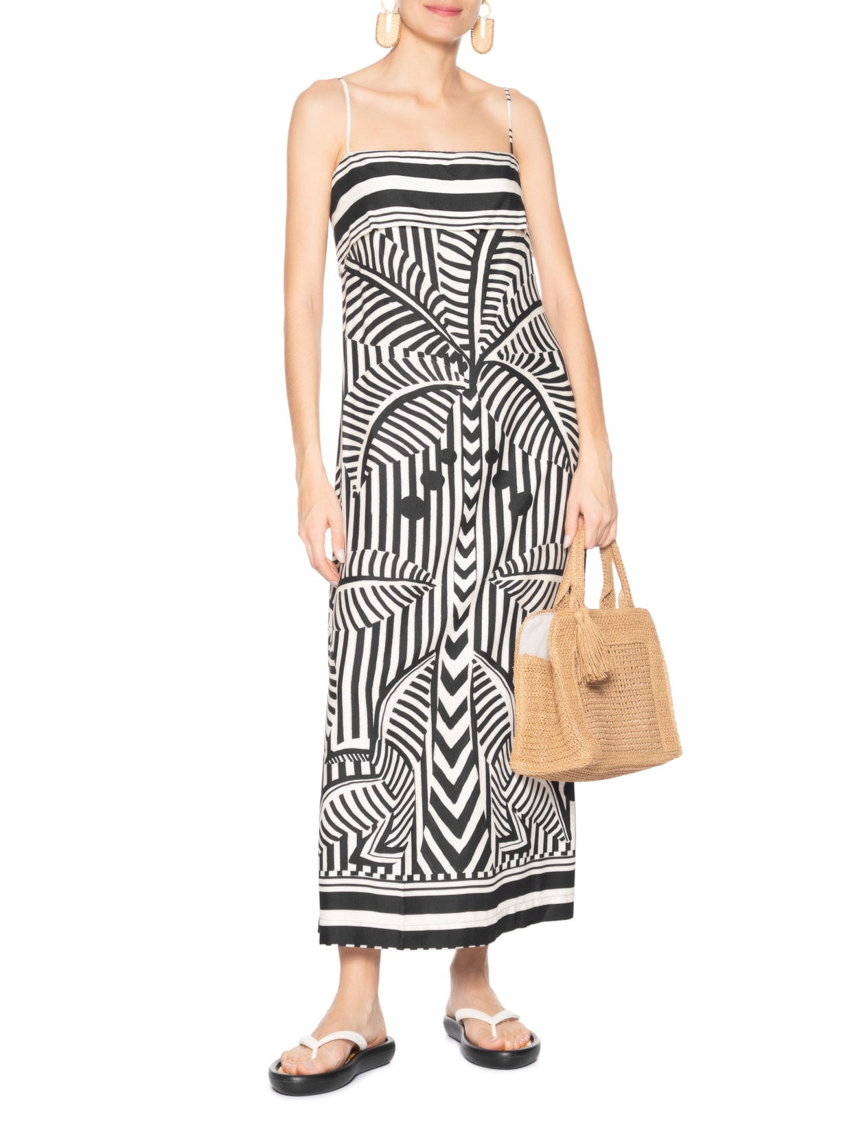 Vestido Listra Tropical Preto Farm