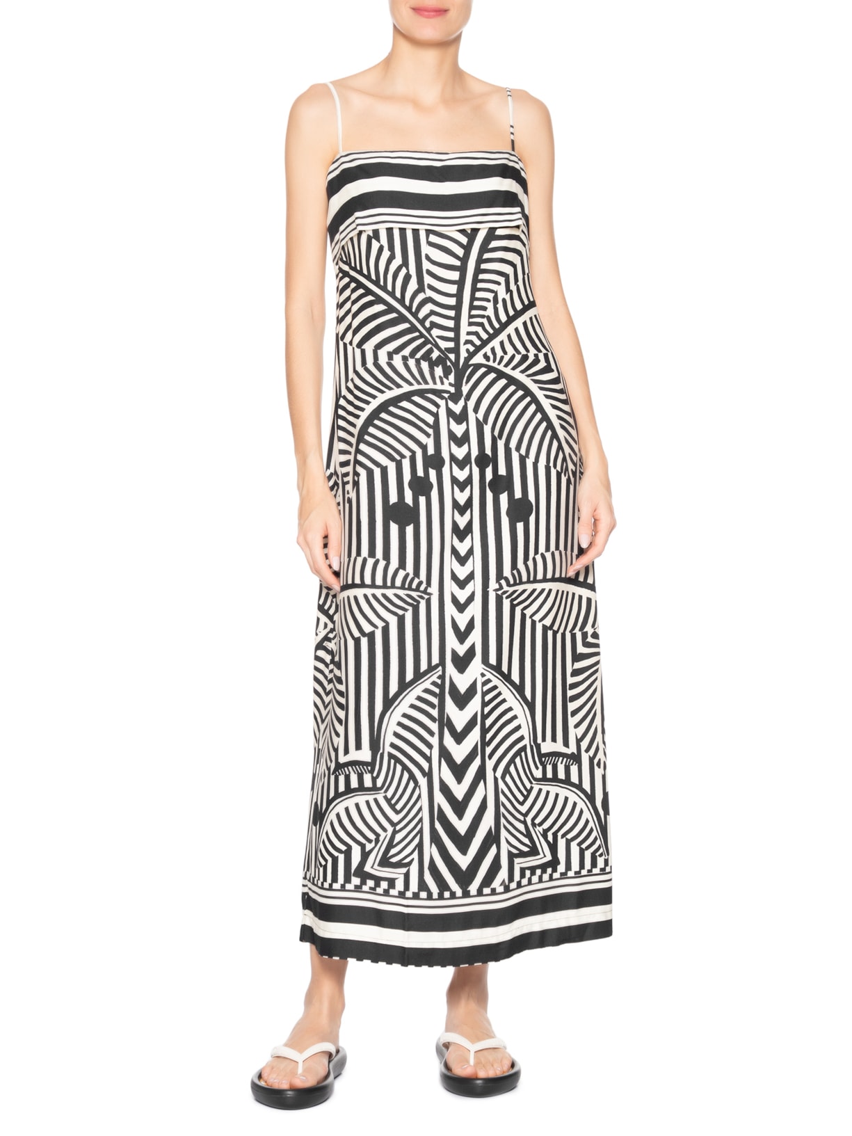 Vestido Listra Tropical Preto Farm