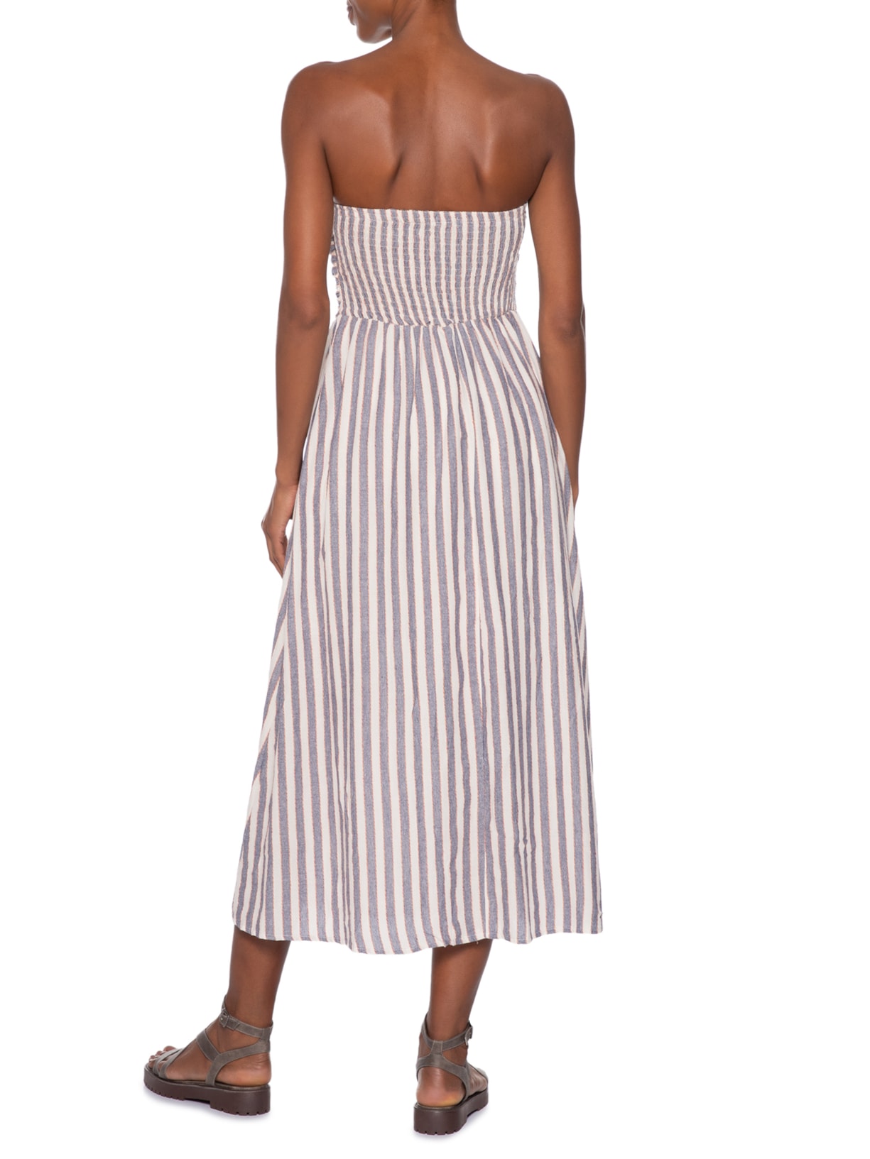 Vestido Listrado Sem Alça Azul Basiq