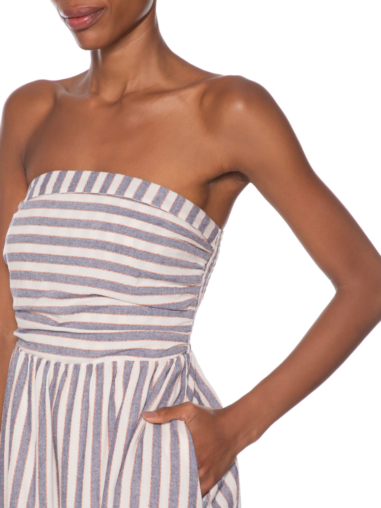 Vestido Listrado Sem Alça Azul Basiq