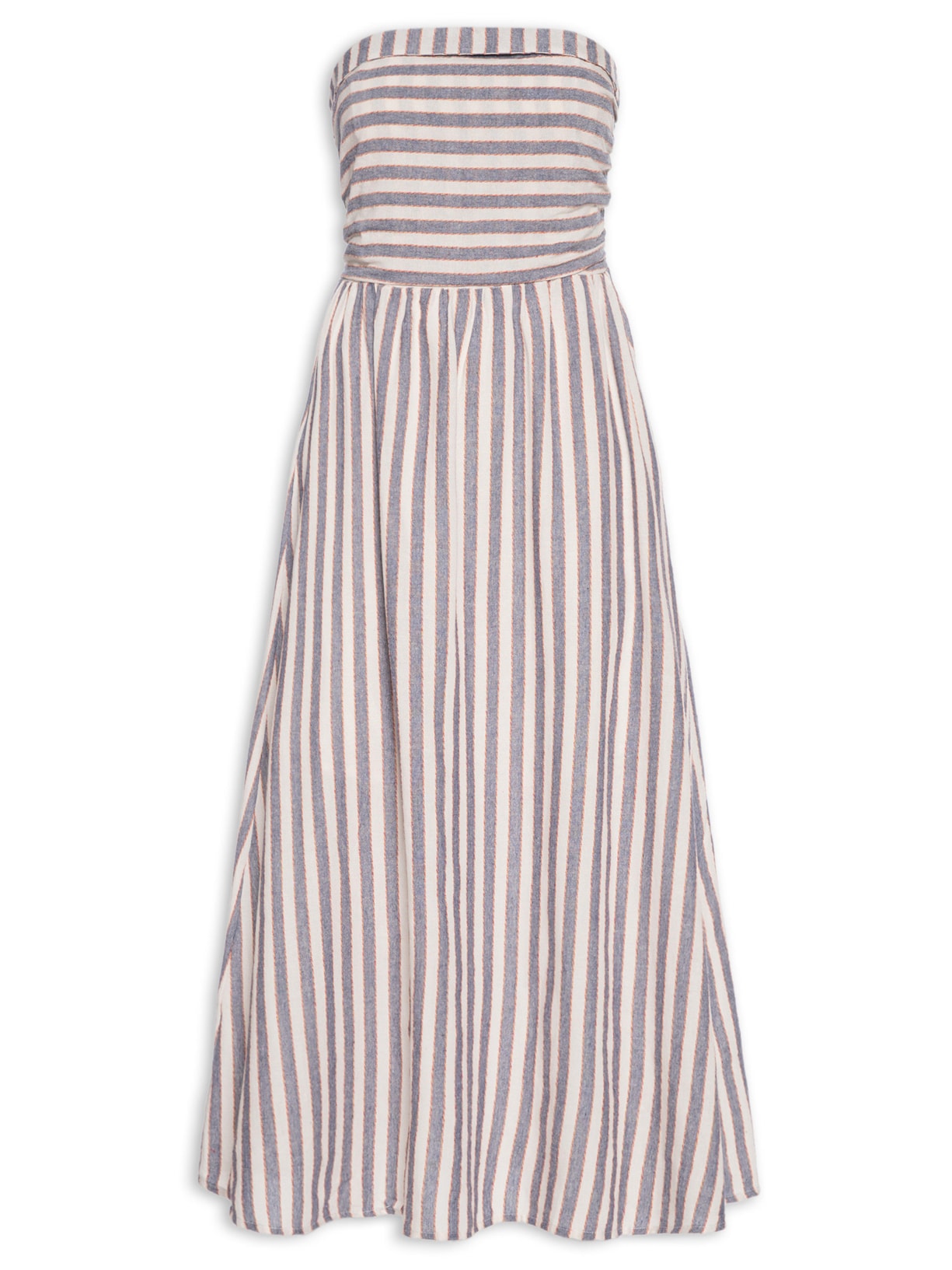 Vestido Listrado Sem Alça Azul Basiq