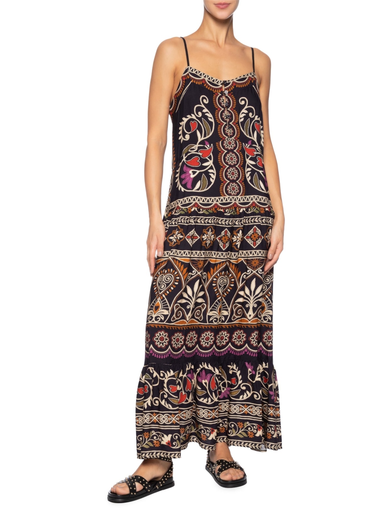 Vestido Longo Adriele Preto Farm