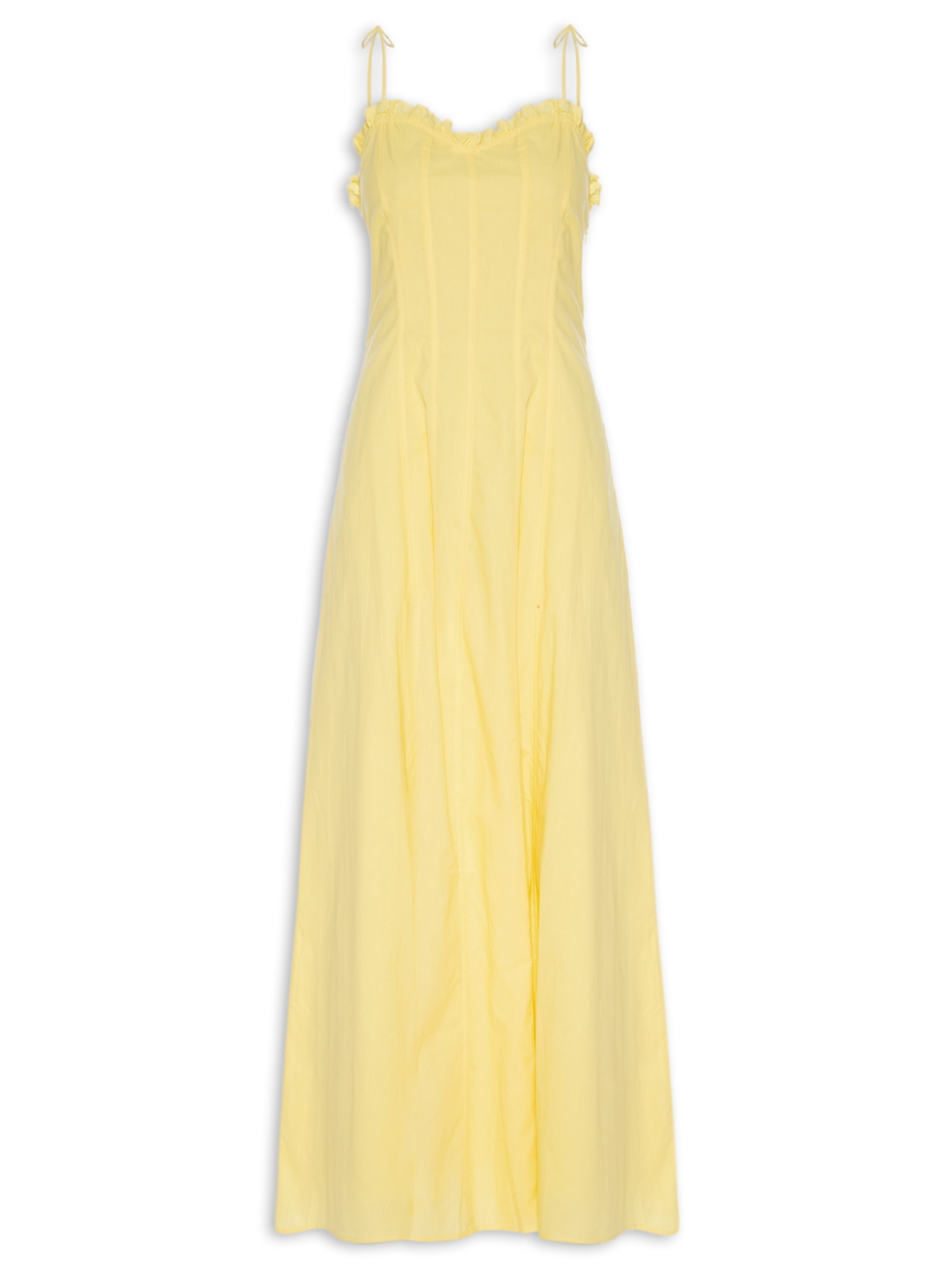 Vestido Longo Alça de Amarrar Amarelo Basiq