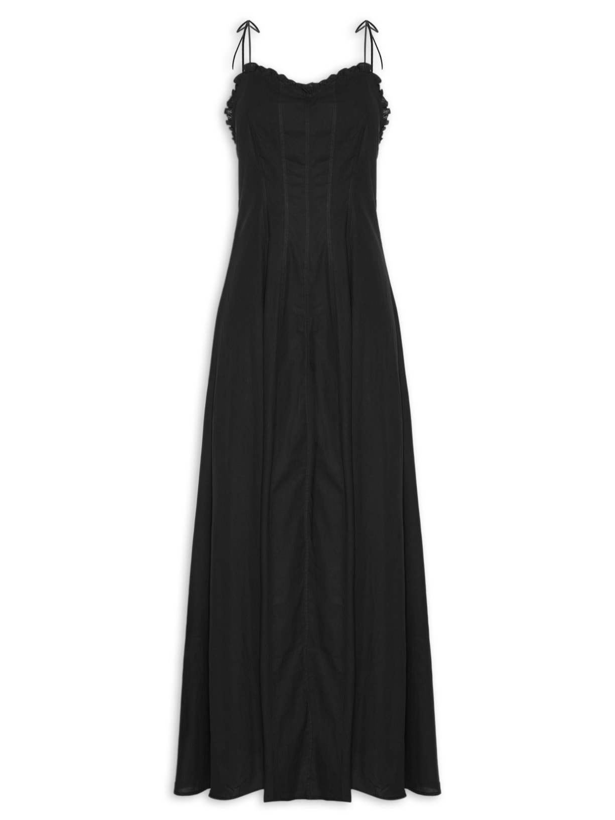 Vestido Longo Alça de Amarrar Preto Basiq