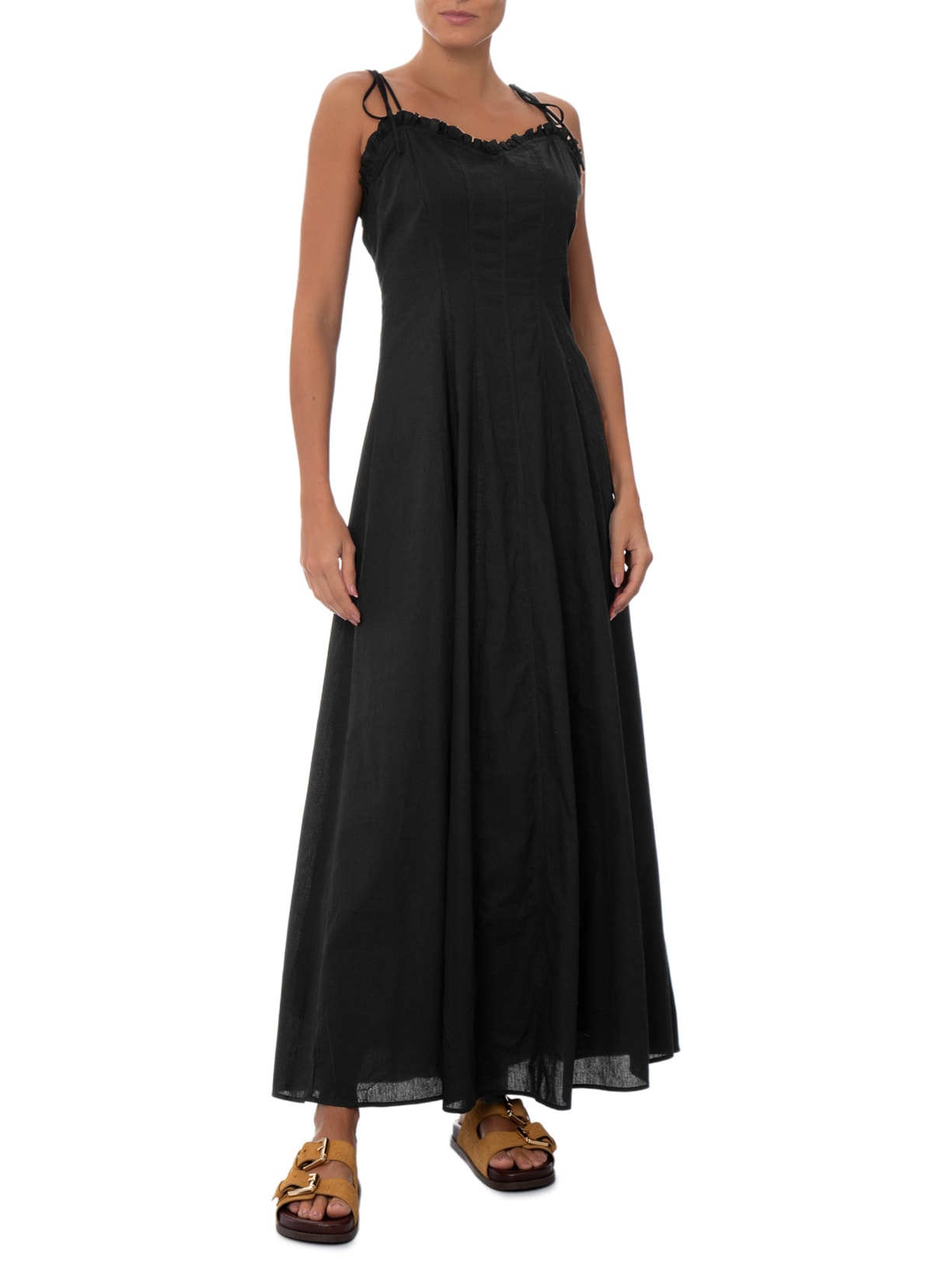 Vestido Longo Alça de Amarrar Preto Basiq