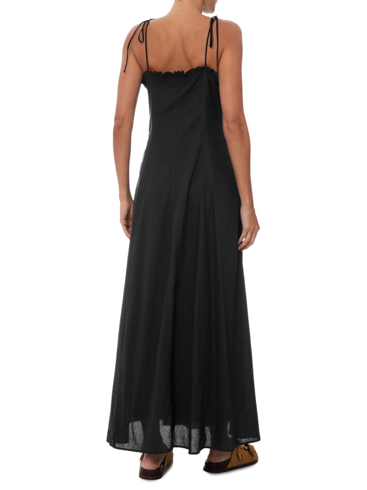 Vestido Longo Alça de Amarrar Preto Basiq