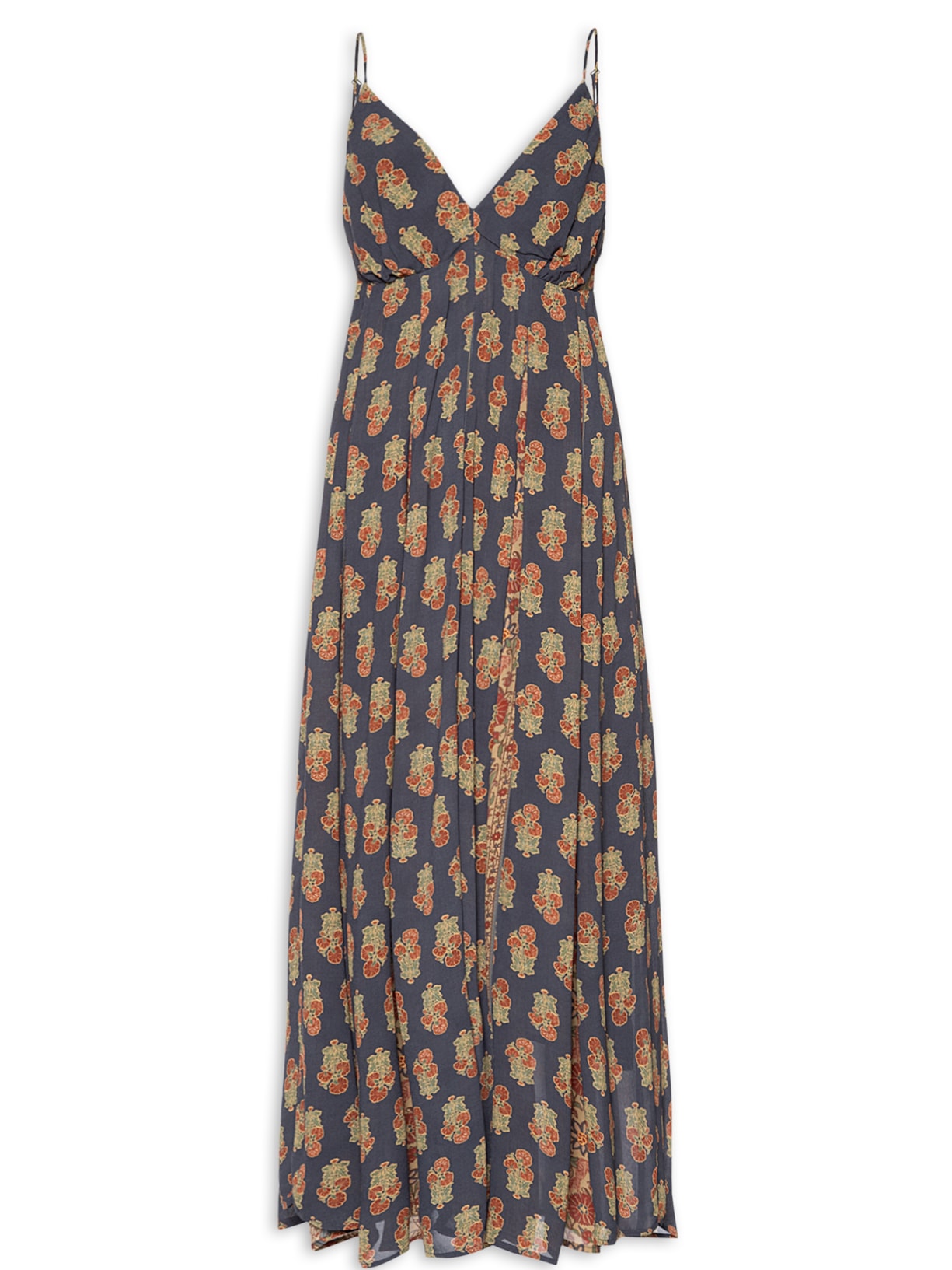 Vestido Longo Alça Estampa Memórias - Azul