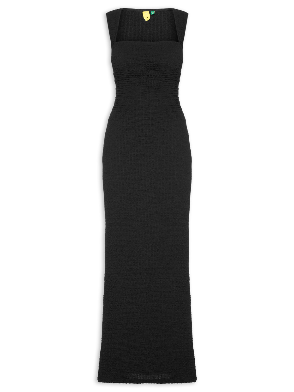 Vestido Longo Alça Torcida Textura - Preto