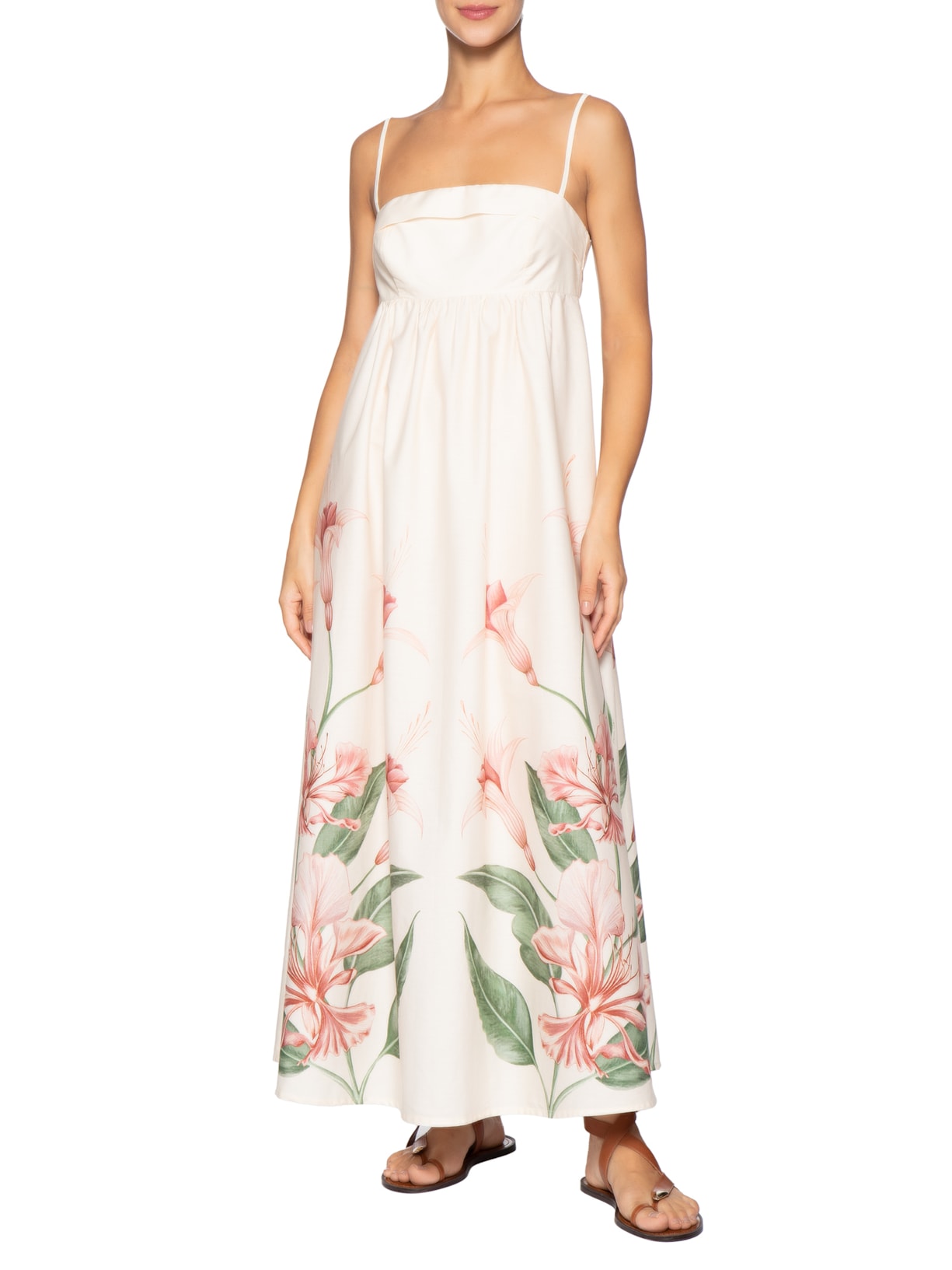 Vestido Longo Alças Brinco de Princesa Rosa Farm
