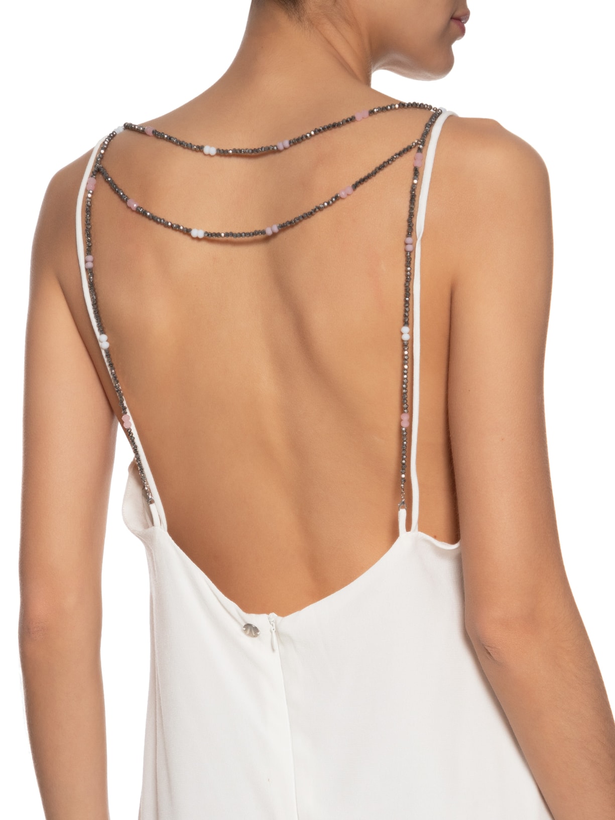 Vestido Longo Alças Cristais Branco Animale Jeans