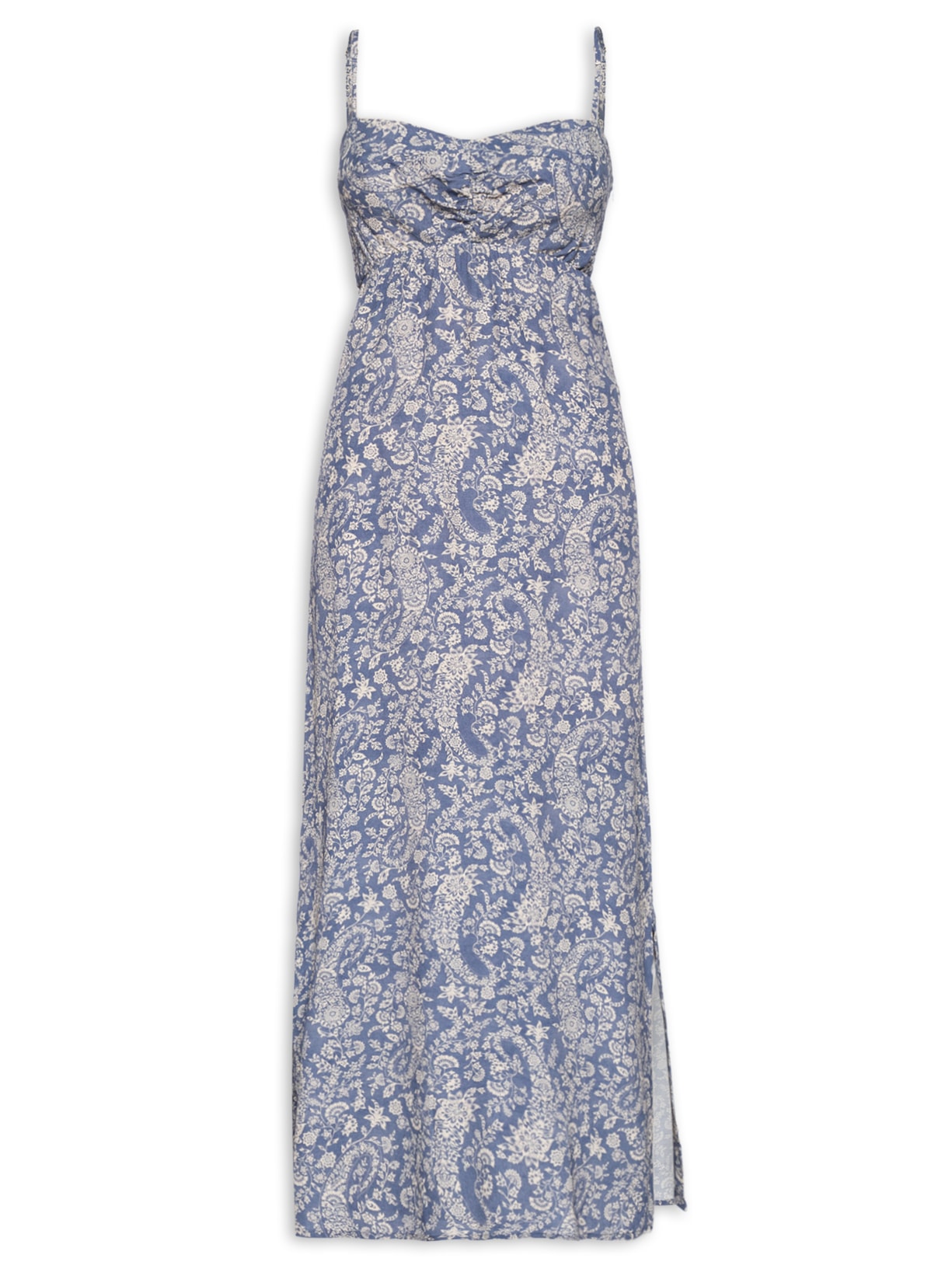 Maria Filó Vestido Longo Alcinha Estampa Maze Azul