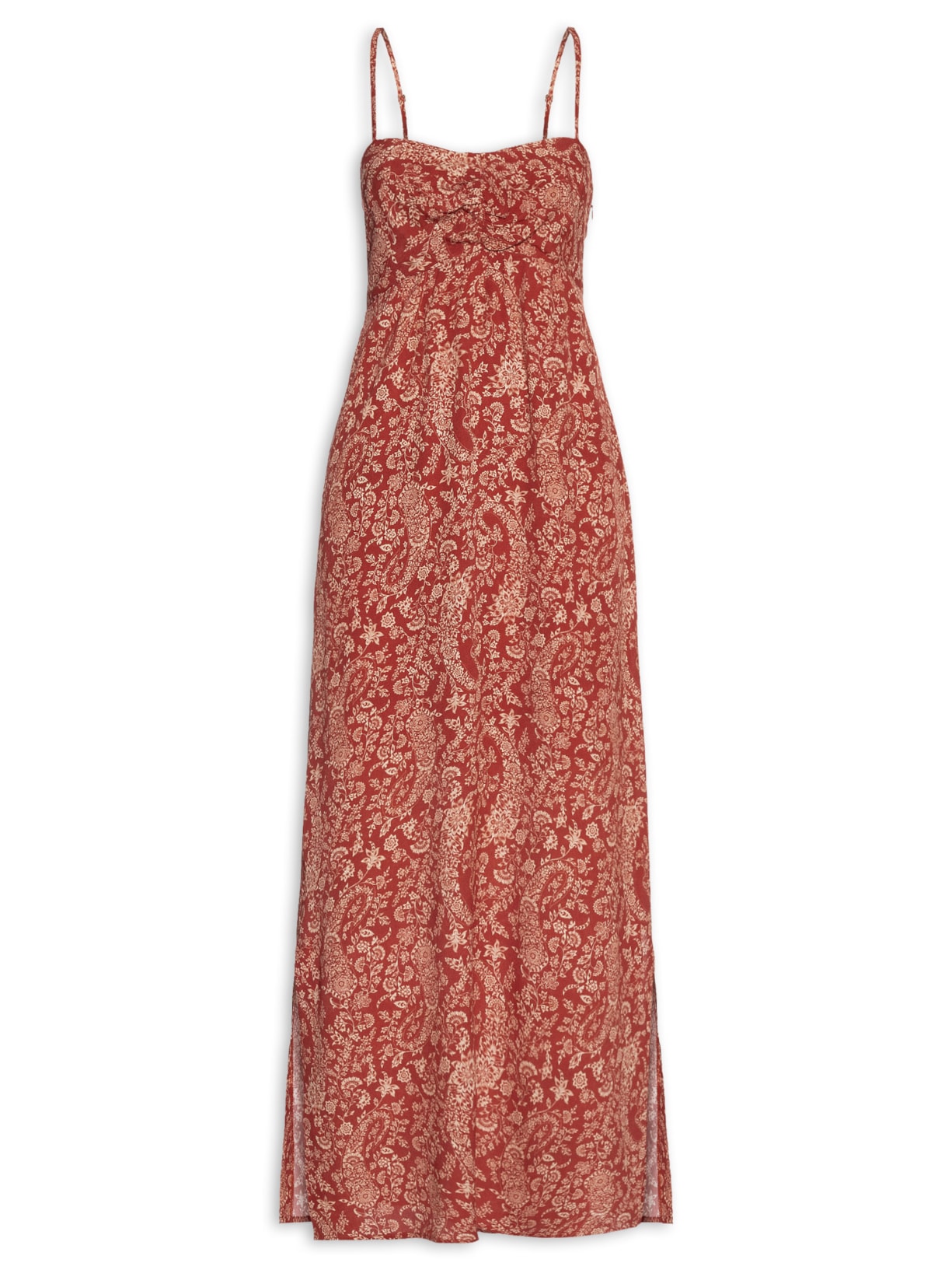 Vestido Longo Alcinha Estampa Maze - Vermelho