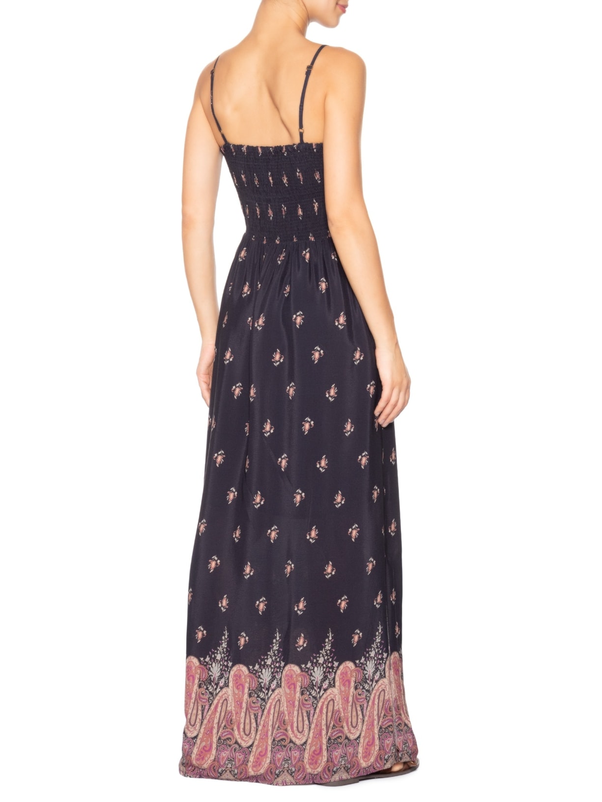 Vestido Longo Alcinha Estampada Mian Preto Maria Filó