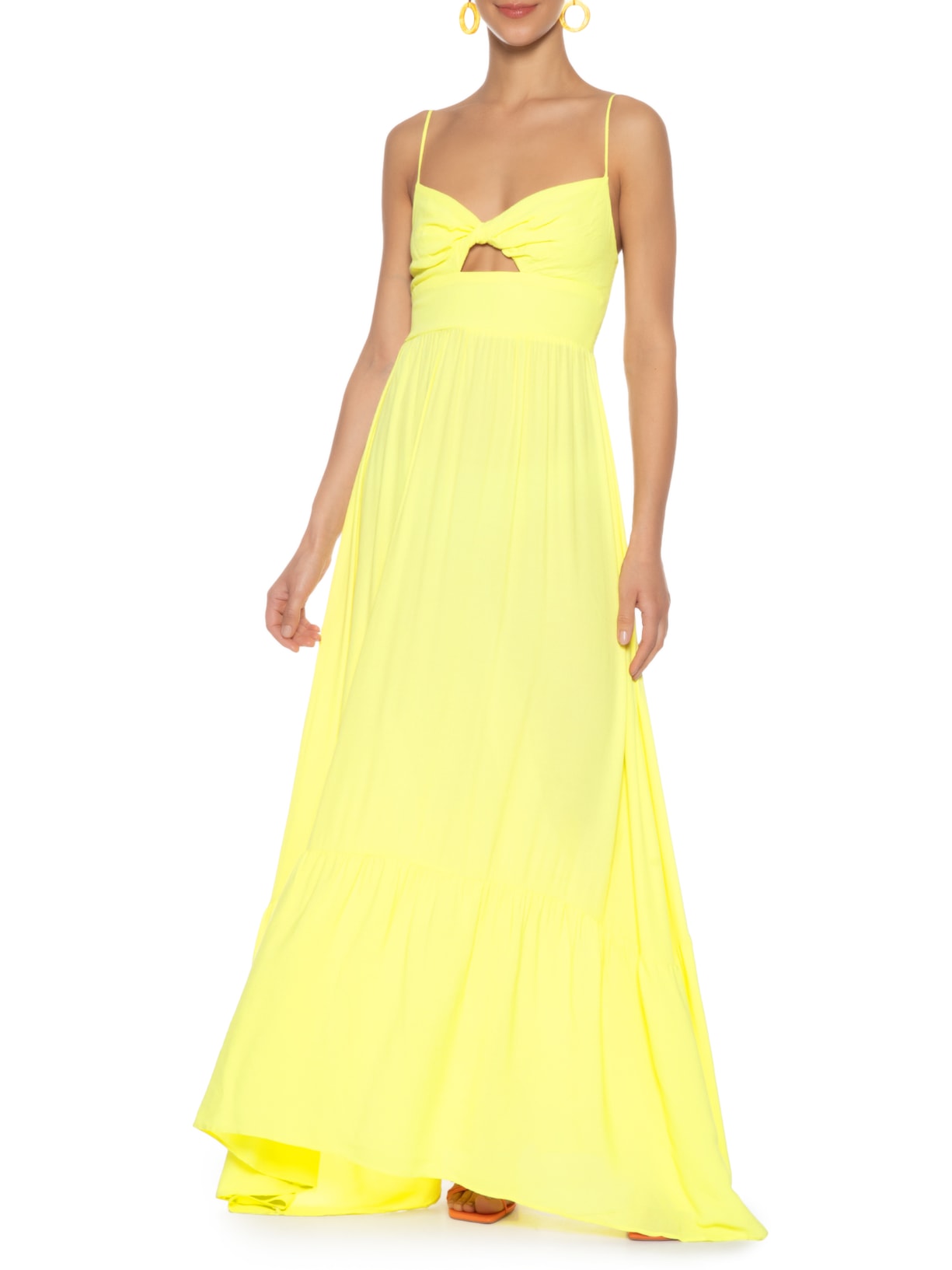 Vestido Longo Alcinhas Amarelo Farm