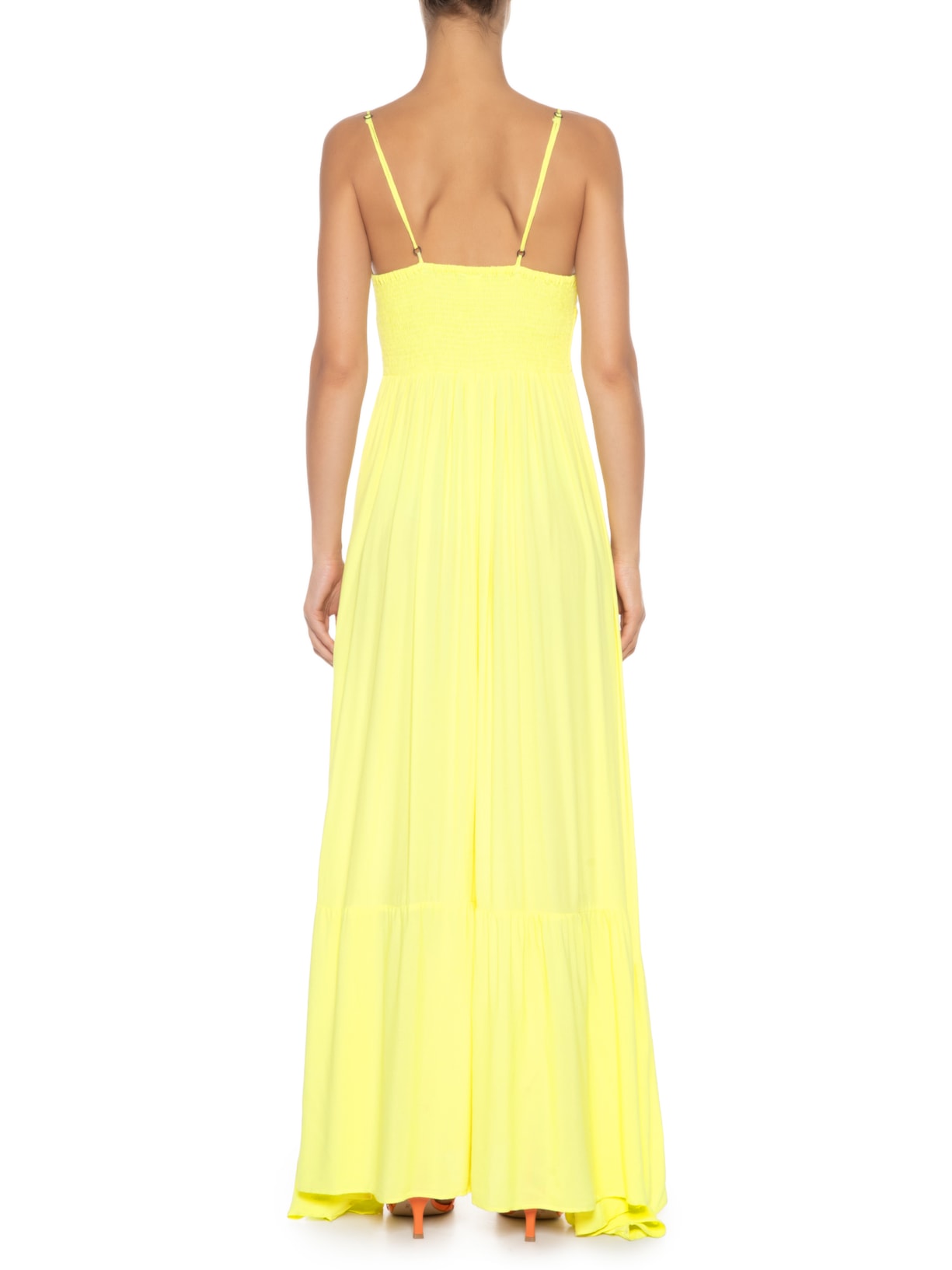 Vestido Longo Alcinhas Amarelo Farm