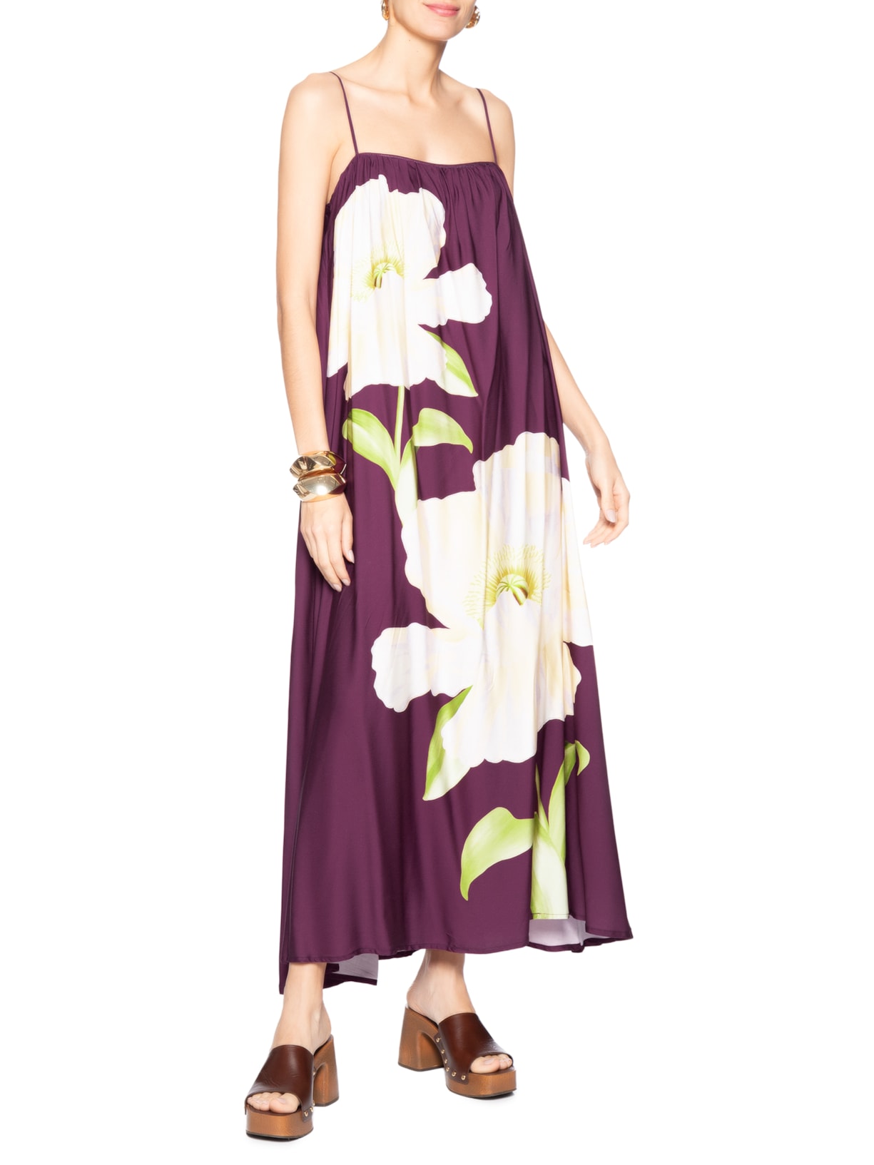 Vestido Longo Alcinhas Papoula Roxo Farm