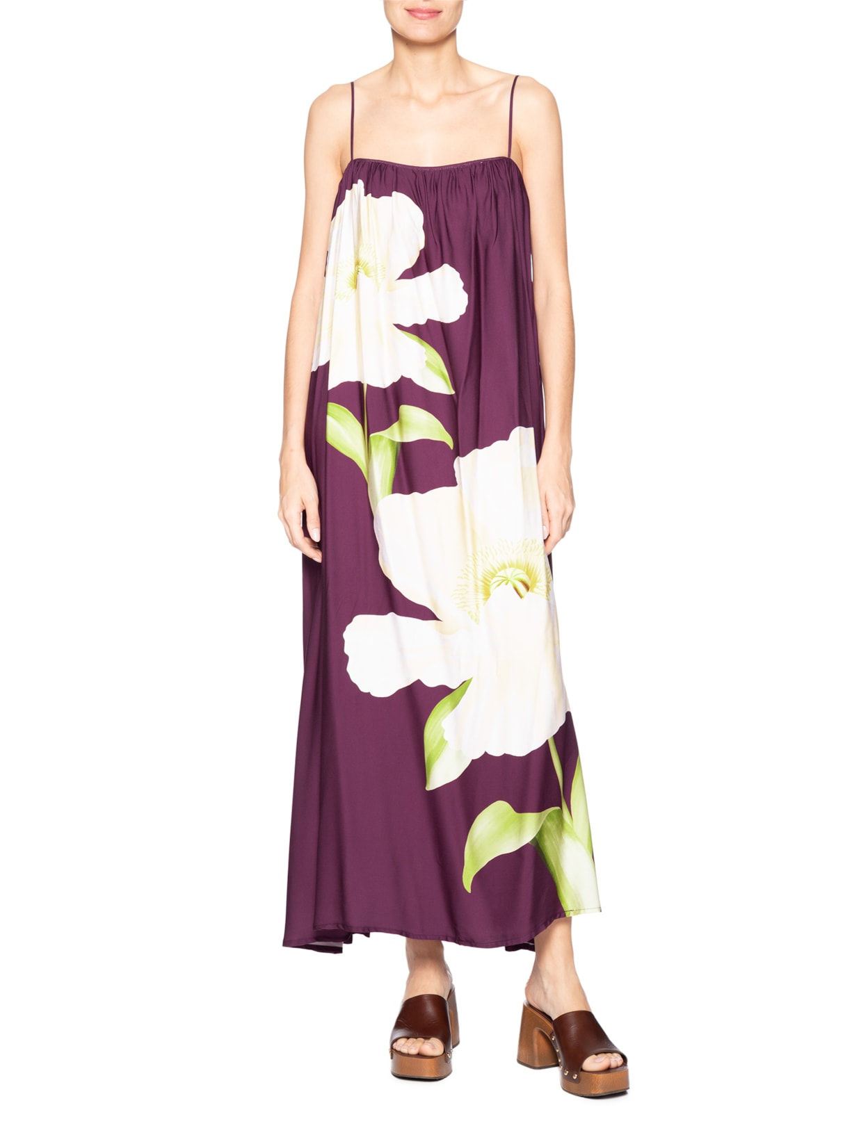 Vestido Longo Alcinhas Papoula Roxo Farm