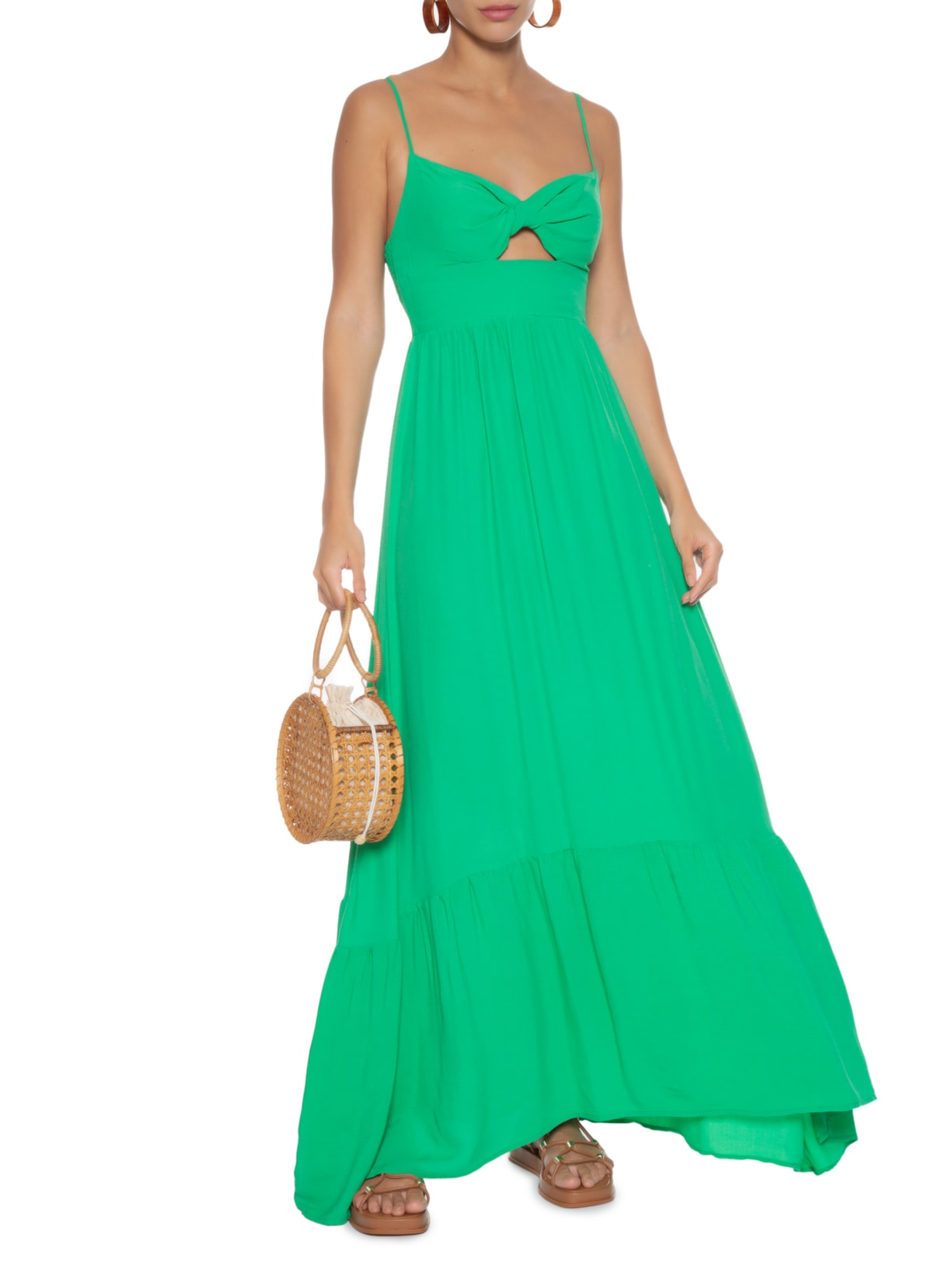 Vestido Longo Alcinhas Verde Farm