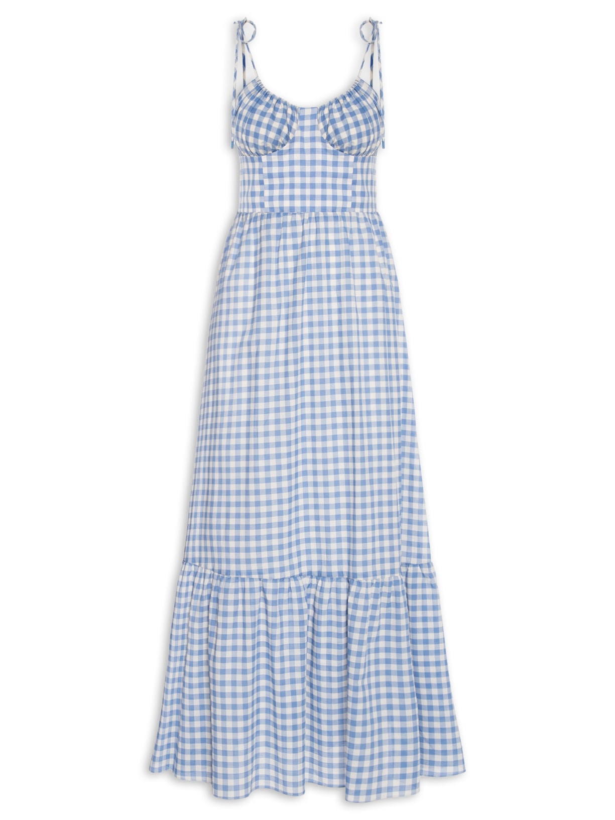 Vestido Longo Algodão Vichy - Azul