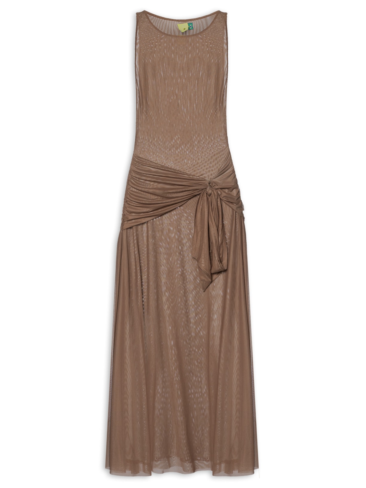 Vestido Longo Amarração Tule - Marrom