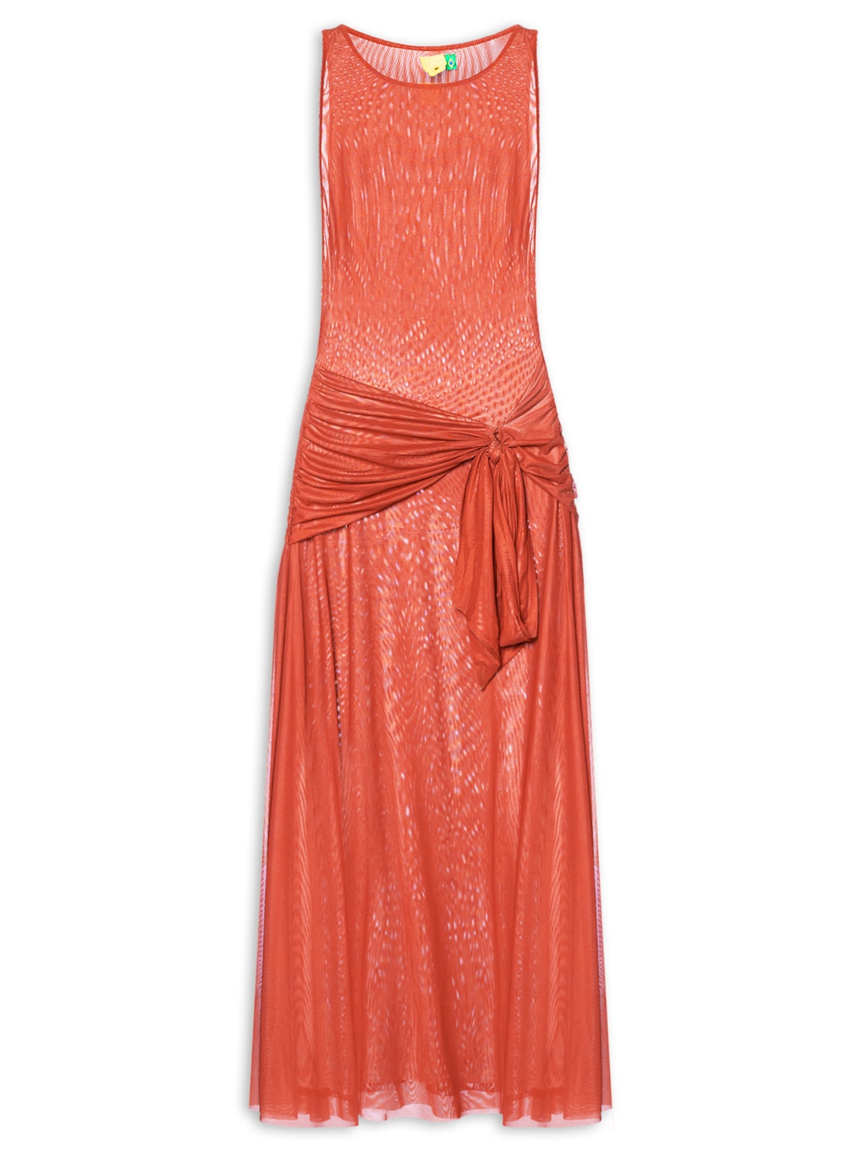 Vestido Longo Amarração Tule - Vermelho