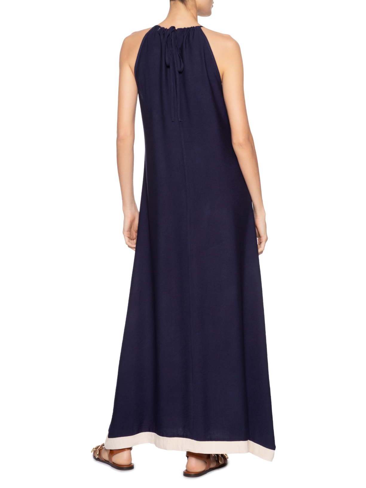 Vestido Longo Amplo Bicolor Azul Basiq