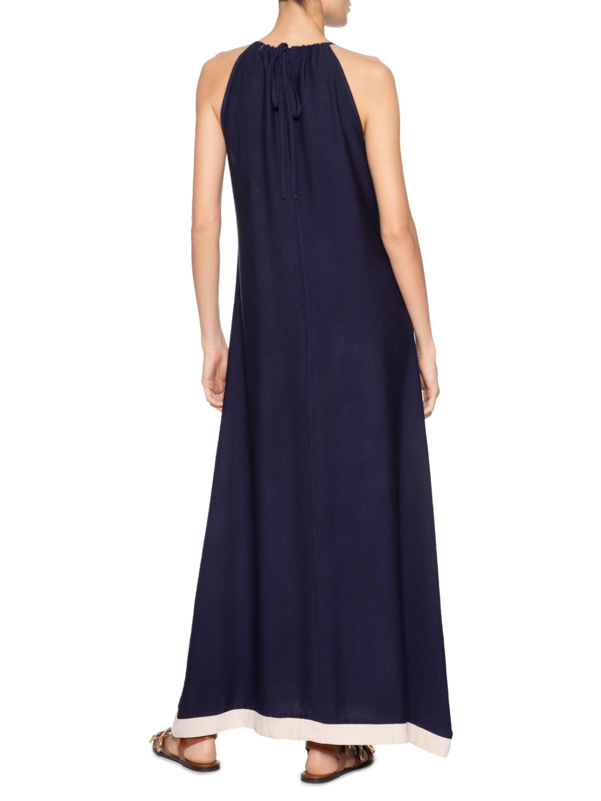 Vestido Longo Amplo Bicolor Azul Basiq