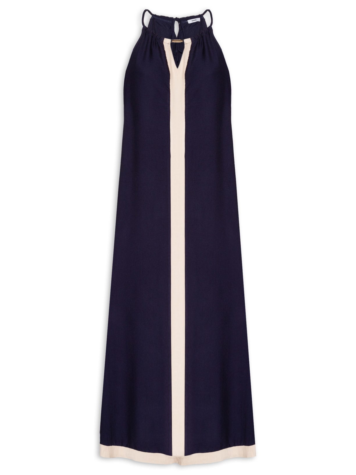 Vestido Longo Amplo Bicolor - Azul