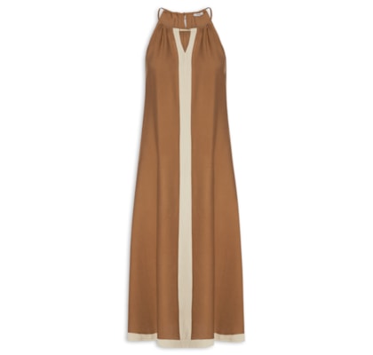 Vestido Longo Amplo Bicolor - Marrom