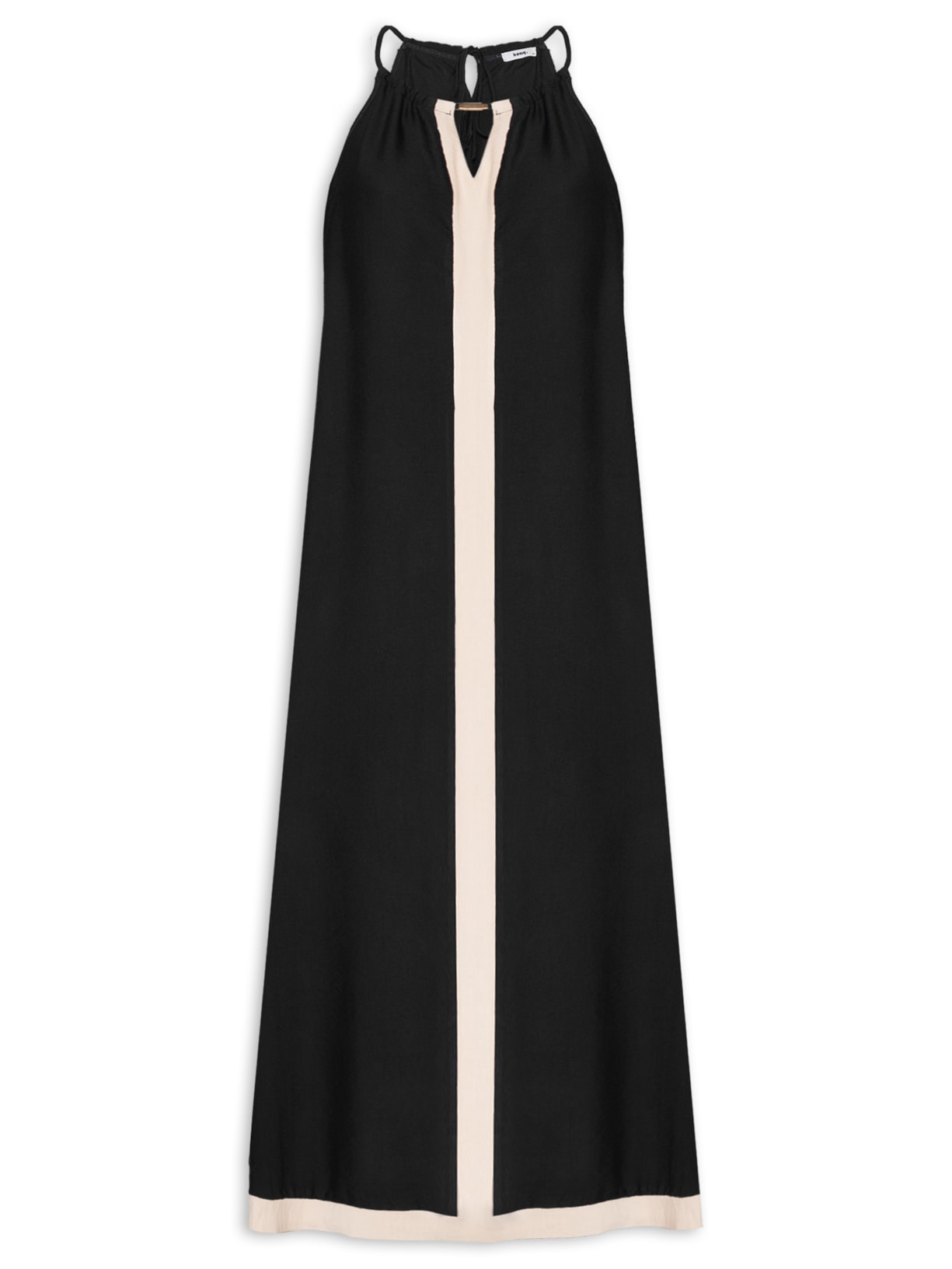 Vestido Longo Amplo Bicolor Preto Basiq