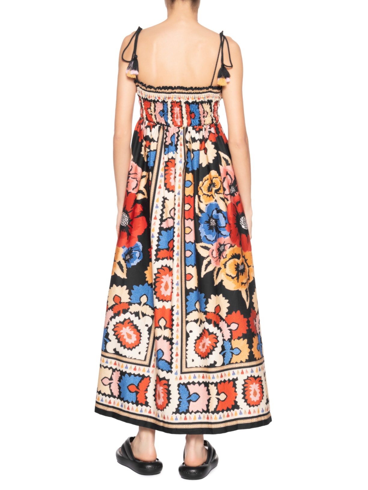 Vestido Longo Antuerpia Lenço Preto Farm