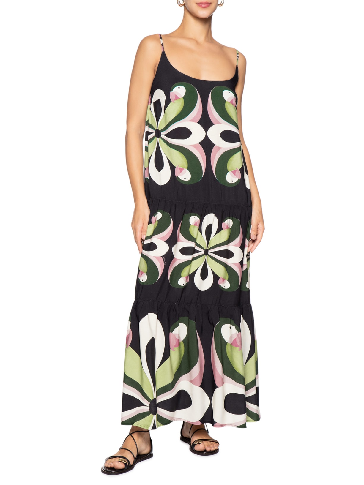Vestido Longo Arara de Flor – Preto Farm
