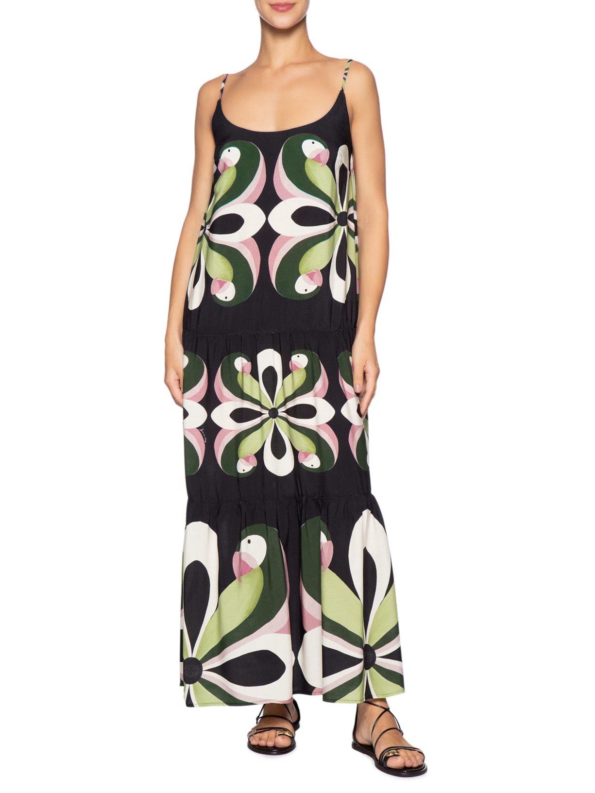 Vestido Longo Arara de Flor – Preto Farm