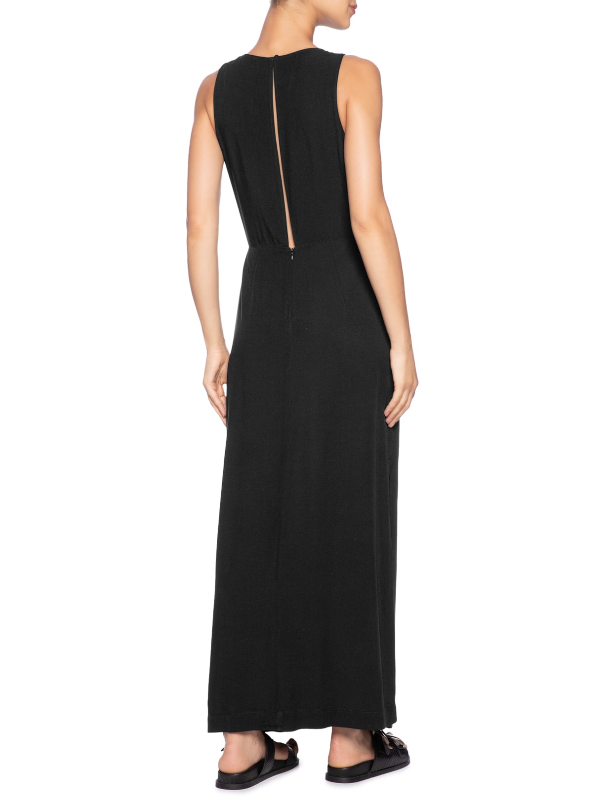 Vestido Longo Argola Decote Frente Preto Dress To