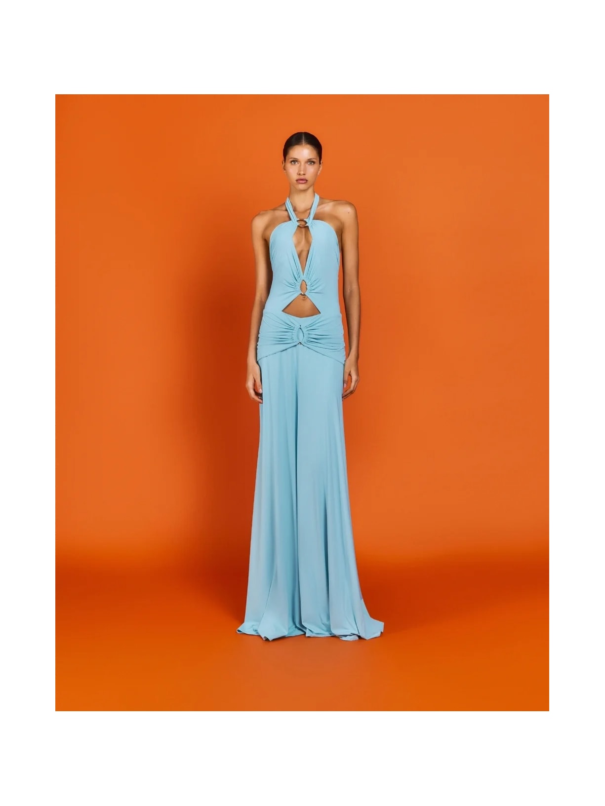 Vestido Longo Argolas Mareh Salácia Azul Céu Shop Ginger