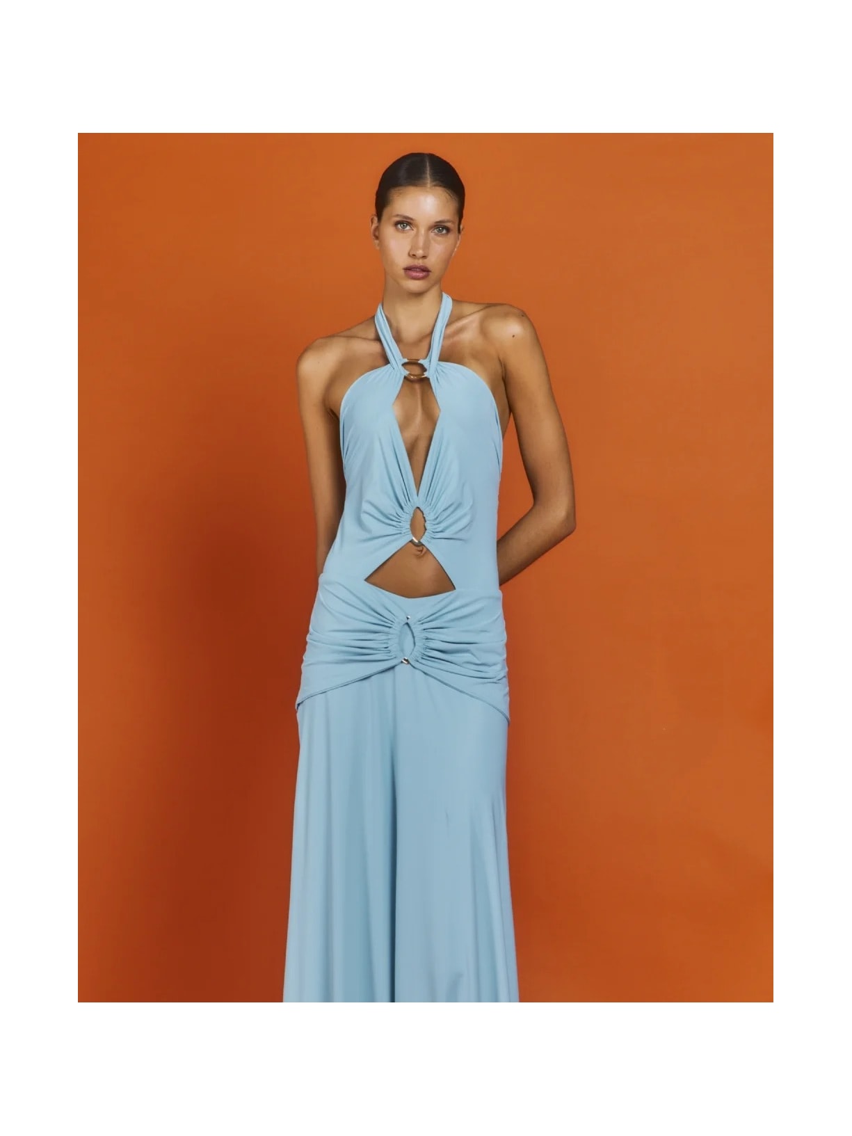 Vestido Longo Argolas Mareh Salácia Azul Céu Shop Ginger
