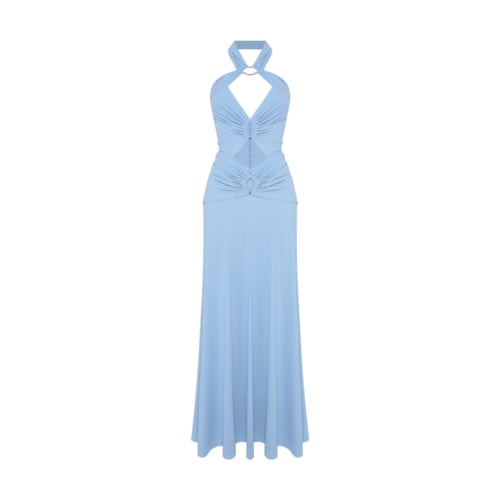Vestido Longo Argolas Mareh Salácia Azul Céu